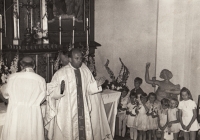First mass celebrated by Václav Kulhánek in his home village Drahov in 1973