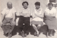 From left: brother Jiří Černý, Jindřiška Dlasková, her sister-in-law Eliška and mother Marie, 1962