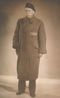 The witness’s father Bohumil Procházka in a numbered coat from the Sachsenhausen concentration camp