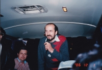 Miloš as a tour guide in a bus, 1986
