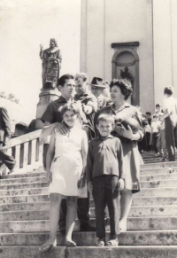 The Šebesta family, left to right: husband Jan, the witness, daughter Helena and son Vladimír, early 1960s