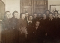 Halyna Ustymivna Hordienko in Kramatorsk, 1954 (sitting in the centre)