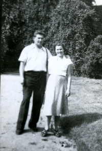 With Aleš Křehlík on a trip, Hluboká, 1952