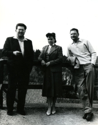 With her husband Aleš (left) and a friend on a trip, 1965