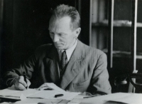 Father JUDr. František Vylít in his office, Mladá Boleslav, ca. 1928