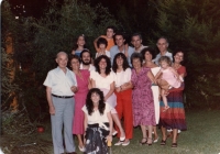 Petr (top row, second from right) with his sons and his daughter Karina (front, sitting) with the Taussik family, the parents of his first wife. Buenos Aires, 1986