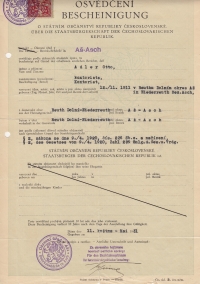 Bescheinigung über die Staatsbürgerschaft der Čechoslovakischen Republik, Otto Adler
