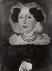 Portrait of Marie Saxlová (1802 - 1870), probably the wife of Josef Daniel Saxl, who lived in v Žampach by Žamberk