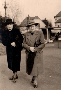 Petr's grndmothr Eliška (right) and her sister Irma (left). Prague, 1952