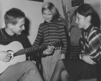 With his sisters, the 1960s