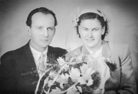Wedding of his parents František and Růžena Šebestovi, 1954