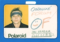 Jan Hrabina's Civic Forum card, 1990