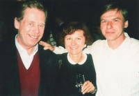 Spouses Hrabina and Václav Havel at the celebration of Olga Havel's 60th birthday, Prague-Nusle, 1993
