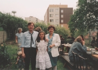 The Hrabina family during the choir day at Na Topolce, Prague, 1993