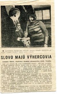 článok o výhre prvej ceny - návšteve ZSSR
