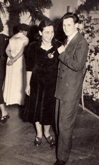 With his wife Jarmila at a ball in Lednice, ca. 1962		
