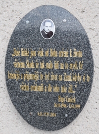 Memorial plaque on the church wall in Bystřec, 2021