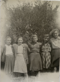 Alžbetka with her classmates in school (Alžbeta - second front the left)