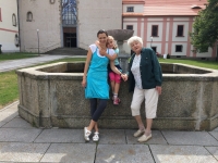 Svatava Němcová with her granddaughter Alena and her great-granddaughter, 2014