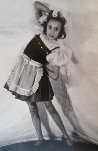 Anna in her costume for the performance Polka českým děvám [Polka for Czech maidens] which was held in the Lucerna hall. During WWII