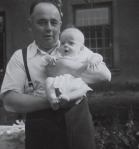 With his father, 1940