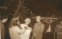 The 'Hurvínkova koloběžka' ('Hurvínek's Scooter') theatre troupe at a secret rock festival at Bílek's farm, where, among other, Jaroslav Hýbner had been performing, the autumn of 1985