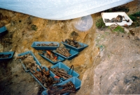 Exhumation of the murdered in Tušť (1993), carried out by the Austrian Black Cross 