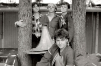 Jan Gogola first from the left, in the grammar school group called Hlas z okru [Voice of Ochre], 1988