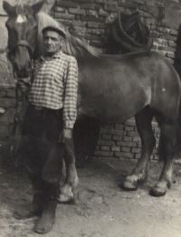 Josef Vaníček with a horse called Lucka, 1967