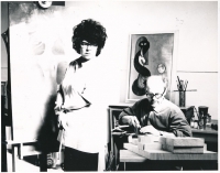 Božena Krejčová with her husband Bořivoj in the atelier, Červený mlýn, 1972.