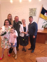 Family photograph taken at Vladimír's second wedding. 2015