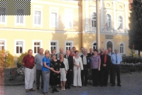 Graduates reunion after 30 years, in front of the grammar school, Fiľakovo 2006