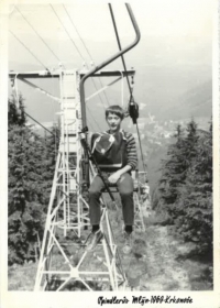 Jan Procházka in the ninth grade during a trip in Krkonoše mountains in 1969