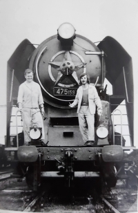 Lumír Zeman on steam locomotive