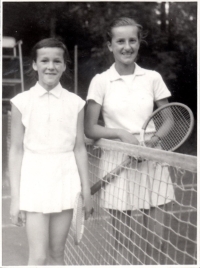 Anna Živcová and Marie Bednářová, regional championship Stará Boleslav, 1956