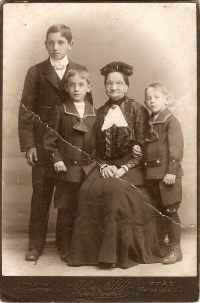 Father Emil with the brothers František and Eduard and his granny