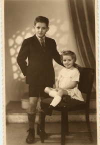 Pavel Dukát with his sister
