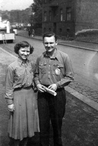 With his future wife. Around 1951