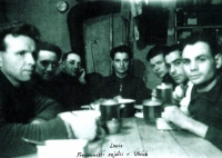 Luis Laval (at the head of the table) with other French war prisoners in Úlice
