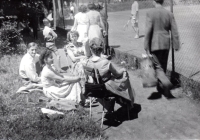 Miroslav and Helena Frank on the far left playing tennis, 1940s
