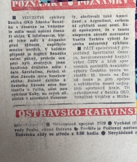 Ostrava-Karviná newspaper about the miner Benáček