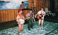 With the band Orpheus, Norway, a concert in a pool