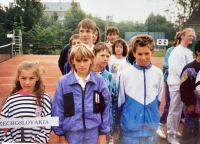 Mário's son, a tennis talent, stands next to Dominik Hrbatý