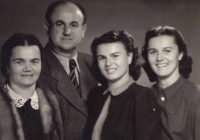 Her family, from left: mother Anna, father Gustav, Zora and sister Jarmila, 1940s