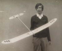 Pavel Kalivoda with a self-built glider model