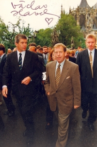 Ivo Šanc with the president Václav Havel during his visit of Kutná Hora