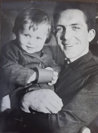 Ivo Poduška as a young boy with his father