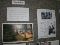 Photographs depicting the panels of the exhibition on the history of Stráž nad Nisou and a reminder that the first soldier fighting in the Austro-Prussian war died in the village in 1866