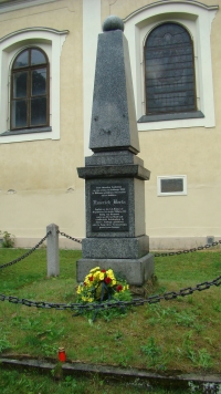 The monument to Emerich Berta, the first fallen soldier in the Austro-Prussian war in 1866 in Stráž nad Nisou in 2011