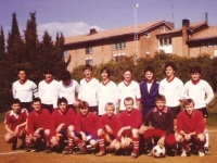 friendly football meeting of students of the Slovak Institute of St. Cyril and Methodius in Rome, Michal Kaňa in the bottom row, third from the right